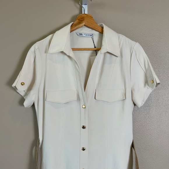 ZARA Belted Midi Shirt Dress - Picture 7 of 16